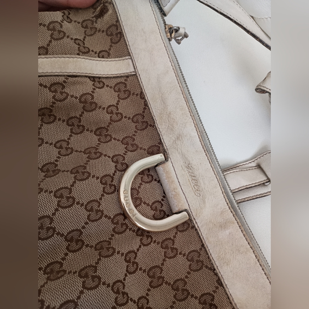 Authenticated Gucci GG Abbey D Ring Crossbody Brown Beige Canvas Fabric Bag - Picture 3 of 16